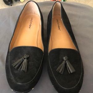 Black suede with gold studs shoes. Size 11 wide